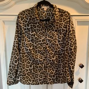 Michael Kors Long Sleeved Leopard Print Blouse
